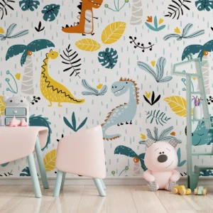 Papel De Parede Adesivo Infantil Dinossauros Kit 5un 2,80m