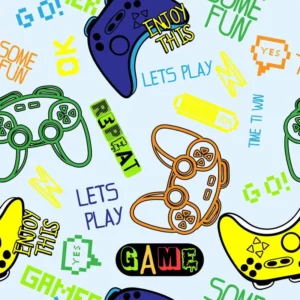 Papel De Parede Adesivo Infantil Gamer Controles Game 3m