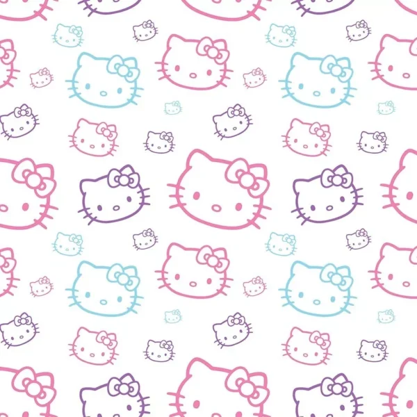 Papel De Parede Adesivo Infantil Gatinha Hello Kitty 3,10m