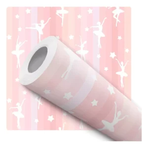 Papel De Parede Adesivo Infantil Rosa Arco Iris Delicado 10m