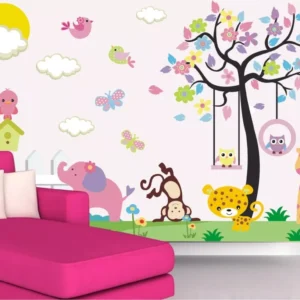 Papel De Parede Adesivo Infantil Safari 3,50x2,70m Zoo Mod07