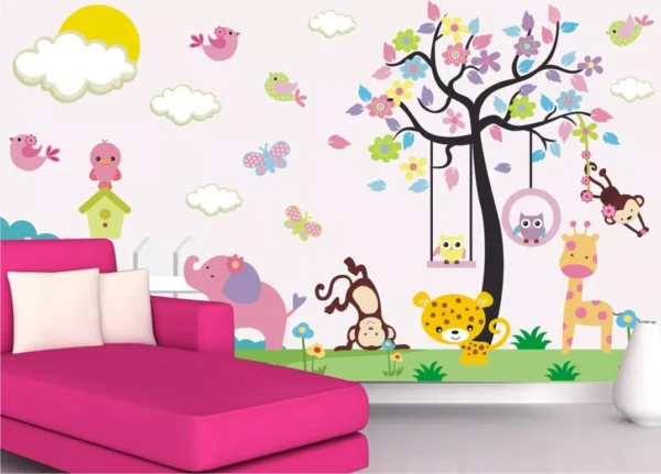 Papel De Parede Adesivo Infantil Safari 3,50x2,70m Zoo Mod07