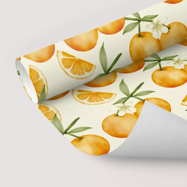 Papel De Parede Adesivo Laranja Cozinha Fruta 10m