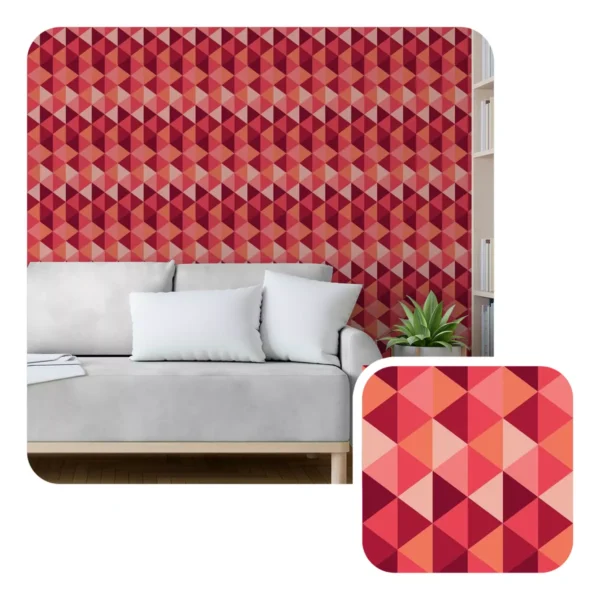 Papel De Parede Adesivo Laranja Mosaico Sala Setas Rosa 5m