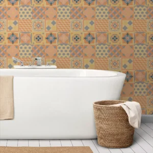 Papel De Parede Adesivo Lavabo Laranja Cozinha Azulejo 2,5m