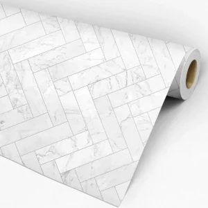 Papel De Parede Adesivo Lavável Azulejo Mármore Branco