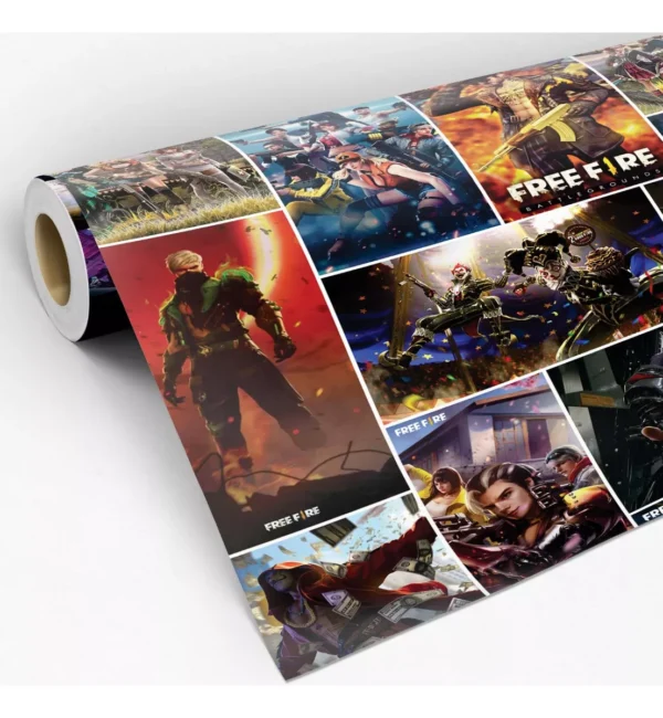 Papel De Parede Adesivo Lavável Free Fire Gamer Batle Royale