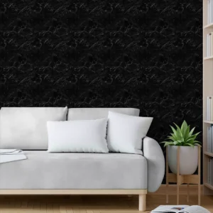 Papel De Parede Adesivo Lavável Preto Mármorizado Sala 12m