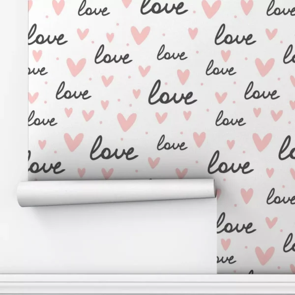 Papel De Parede Adesivo Lavável Quarto Sala Love Coração 10m