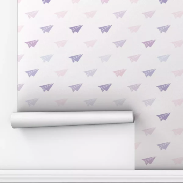 Papel De Parede Adesivo Lavável Roxo Sala Avião 5m