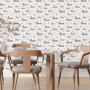 Papel De Parede Adesivo Lavável Sala Coração Love Amor 2,5m