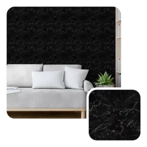 Papel De Parede Adesivo Lavável Sala Preto Mármorizado 10m