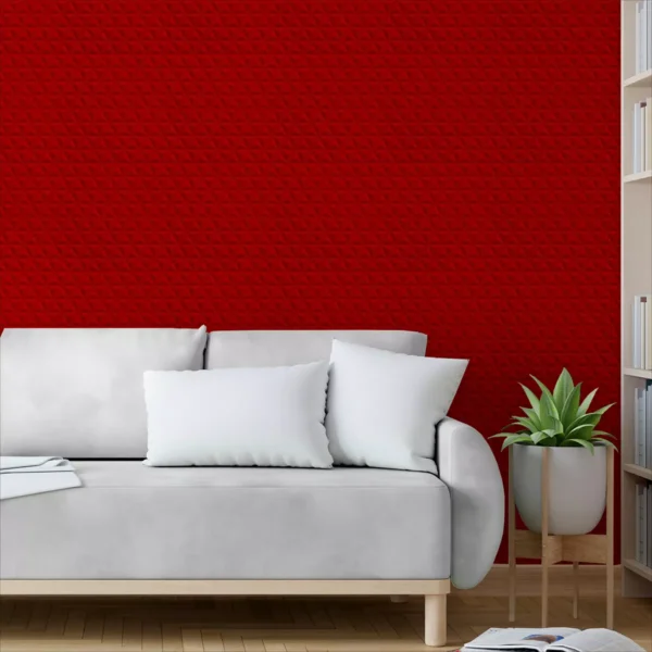 Papel De Parede Adesivo Lavável Vermelho Sala 12m