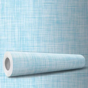 Papel De Parede Adesivo Linho Efeito Tecido Sala Azul 3m