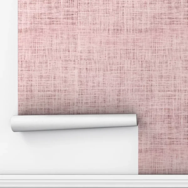 Papel De Parede Adesivo Linho Sala Lavável Rosa 2,5m