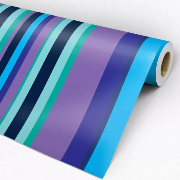 Papel De Parede Adesivo Listrado Azul Roxo E Verde