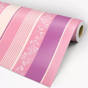 Papel De Parede Adesivo Listrado Rosa Floral