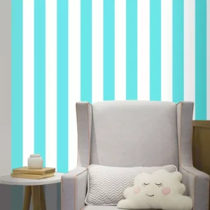 Papel De Parede Adesivo Listras Azul Tiffany E Branco