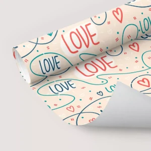 Papel De Parede Adesivo Love Colorido Coração Azul Amor 10m