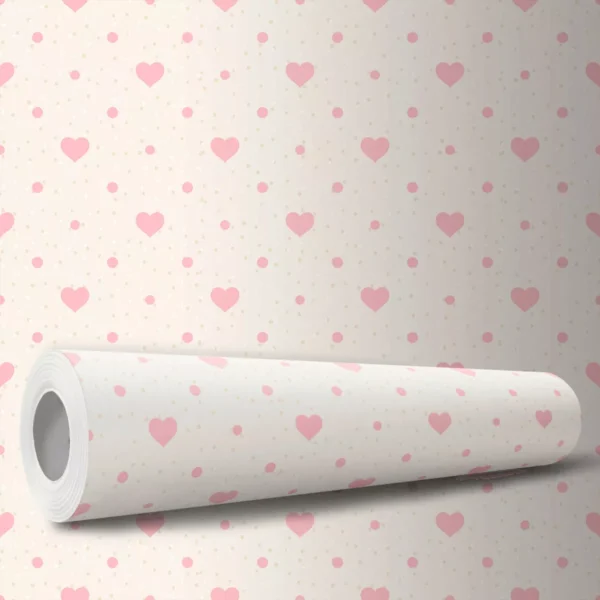 Papel De Parede Adesivo Meninas Coração Rosa Infantil 3m