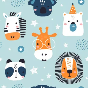 Papel De Parede Adesivo Minimalista Animais 1.5m