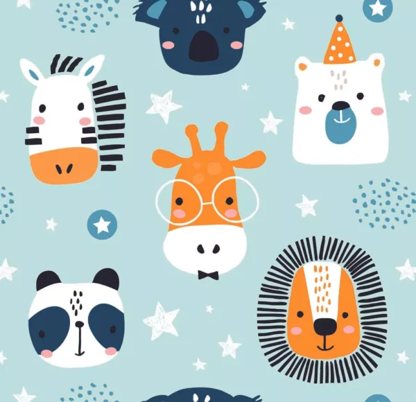 Papel De Parede Adesivo Minimalista Animais 1.5m