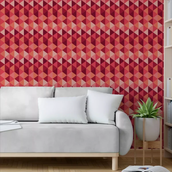 Papel De Parede Adesivo Mosaico Laranja Rosa Setas Sala 12m