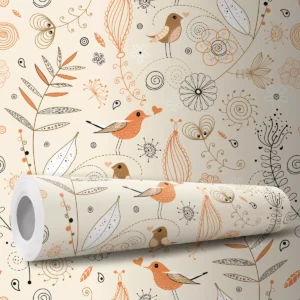 Papel De Parede Adesivo Natureza Pássaro Sala 10m