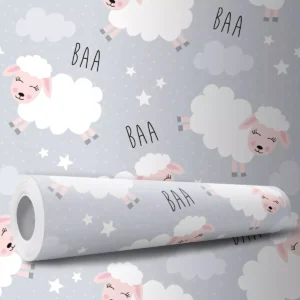 Papel De Parede Adesivo Ovelha Nuvem Quarto 2,5m