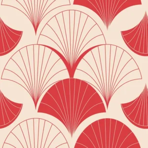 Papel De Parede Adesivo Padrao Japones Vermelho Floral 12m