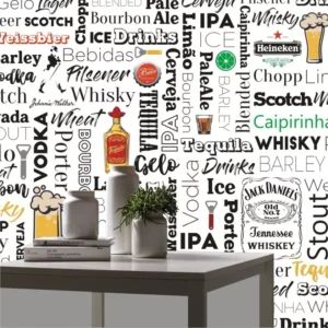 Papel De Parede Adesivo Painel Bar 2m² Bebida Vintage M140