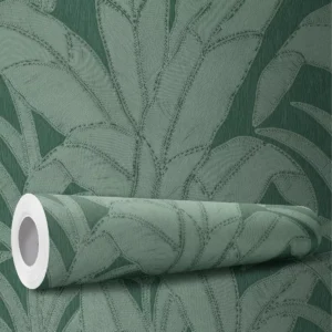 Papel De Parede Adesivo Palmeira Linho Verde Folhagem 10m