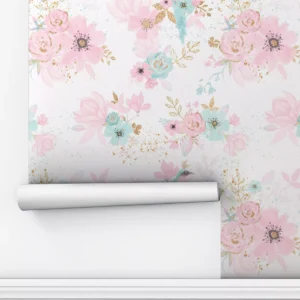 Papel De Parede Adesivo Passaros Rosa Infantil Azul 3m