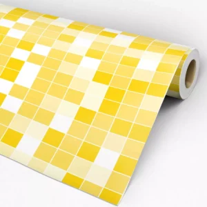 Papel De Parede Adesivo Pastilha Lavável Amarelo Gema 3m