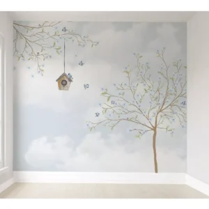 Papel De Parede Adesivo Quarto De Bebê Infantil Árvore 1m²