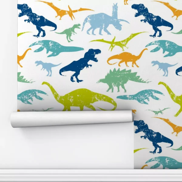 Papel De Parede Adesivo Quarto Dinossauros Para Infantil 10m