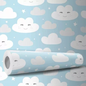 Papel De Parede Adesivo Quarto Infantil Nuvens Nuvem 10m