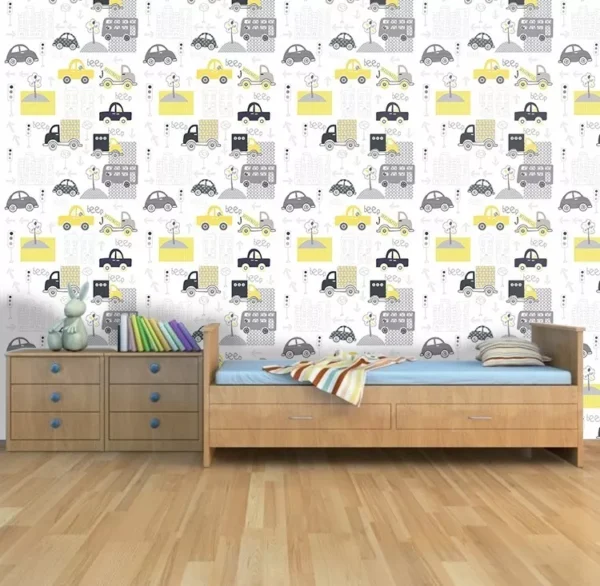 Papel De Parede Adesivo Quarto Kid Carros Ônibus Infantil 94