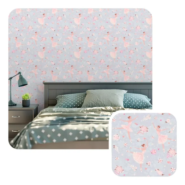 Papel De Parede Adesivo Quarto Menina Bailarina Floral 3.5m