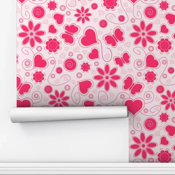 Papel De Parede Adesivo Quarto Rosa Pink Borboleta 3m