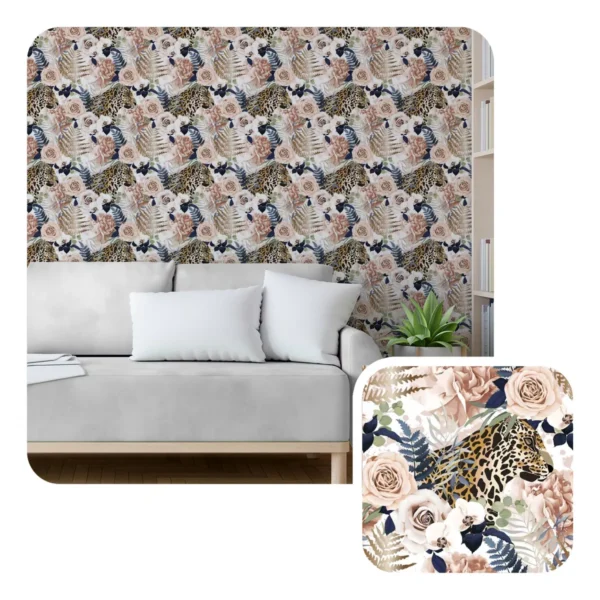 Papel De Parede Adesivo Quarto Rosa Sala Animal Natureza 5m