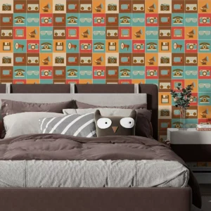 Papel De Parede Adesivo Retro Vintage Cor Pastel 2m