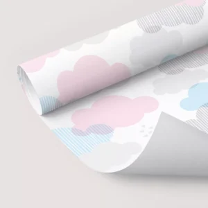 Papel De Parede Adesivo Rosa Infantil Kid Nuvens Azul 10m