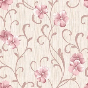 Papel De Parede Adesivo Rosa Linho Estilo Floral 12m