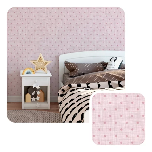 Papel De Parede Adesivo Rosa Linho Sala Quarto Infantil 3m