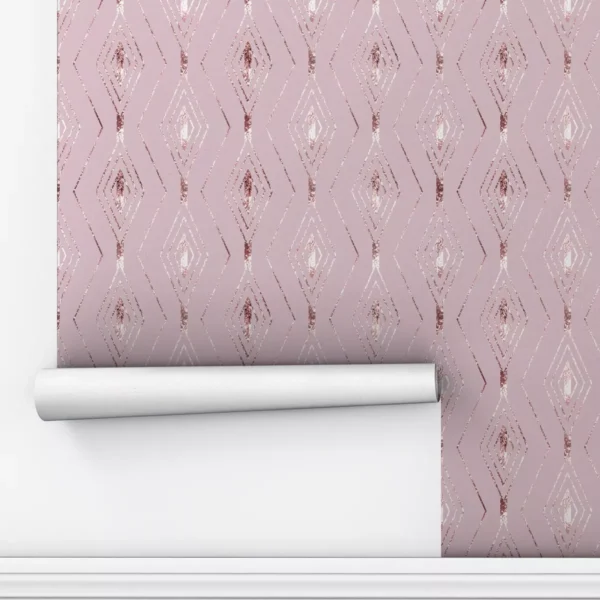 Papel De Parede Adesivo Rosê Sala Abstrato Rosa Lavável 3m