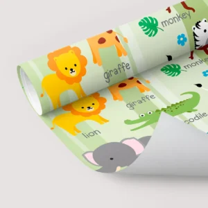 Papel De Parede Adesivo Safari Verde Animais Infantil 10m