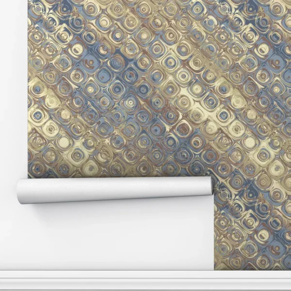 Papel De Parede Adesivo Sala Abstrato Luxo Dourado Rolo 3.5m