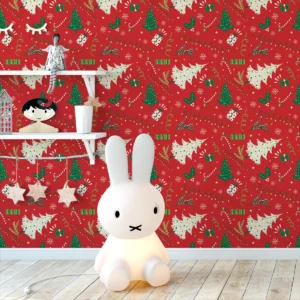 Papel De Parede Adesivo Sala Árvores Natal Lavável 5m