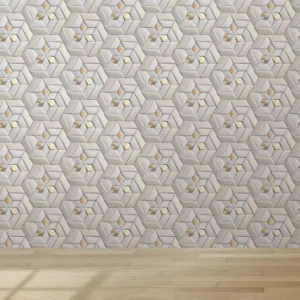 Papel De Parede Adesivo Sala Efeito 3d Geométrico Gold 12m